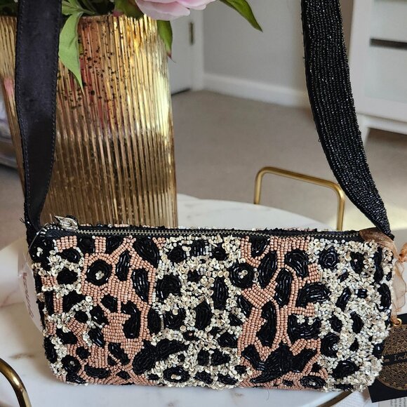 Beaded Leopard / Cheetah Print Handbag NEW - Picture 4 of 8